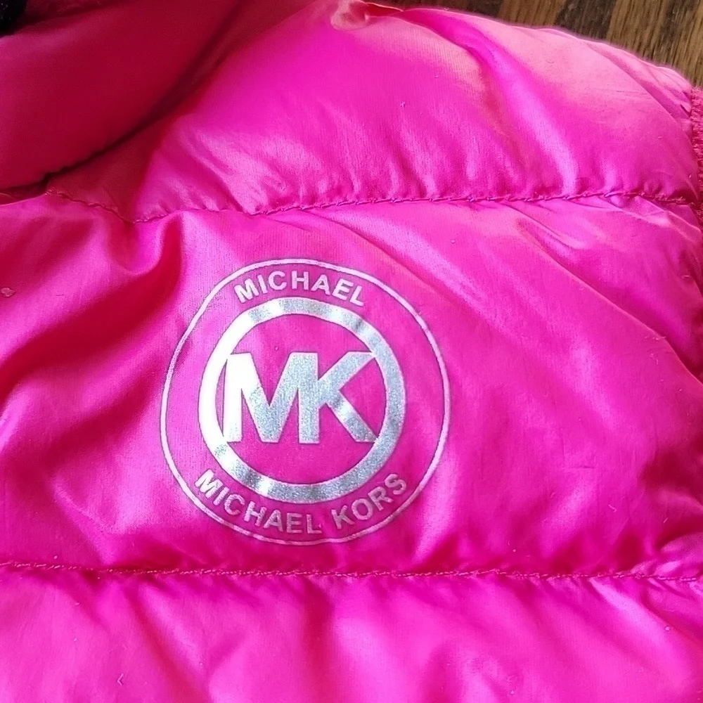 Michael Kors Hot Pink Puffer Ruffle Down Removable Hood Toddler Sz4 Light Jacket
